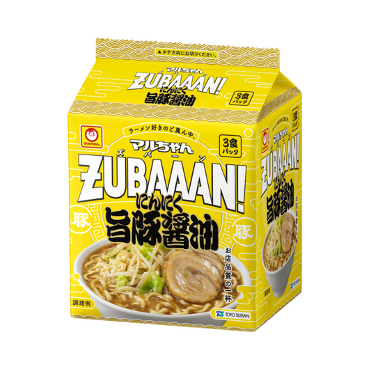 Toyo Suisan Maruchan ZUBAAAN! Ramen Shoyu au Porc et Ail – Pack de 3 Portions